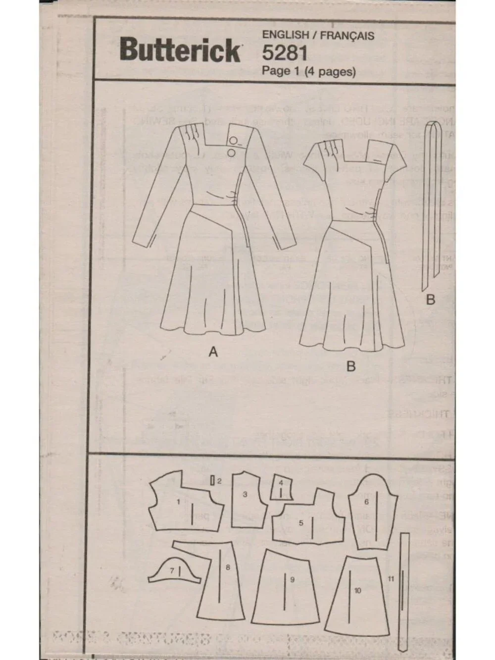 Butterick 5281 Retro 1940s Joan Crawford Style Dress Pattern Sz 6 8 10 12 Uncut